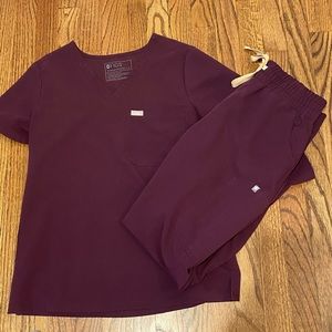 Figs Deep Plum set: size small Catarina top SP high waisted yola bottoms